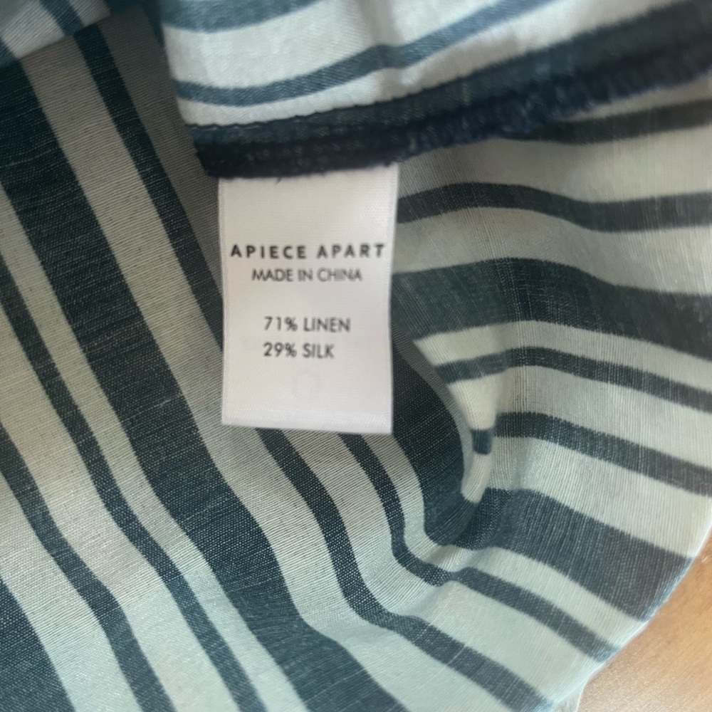 Apiece Apart Silk Linen Luxury Striped Nautical Crewneck Button Flowy Blouse - Picture 8 of 10
